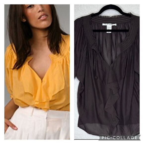 Diane Von Furstenberg Figue Ruffle Blouse 12 - Picture 1 of 6